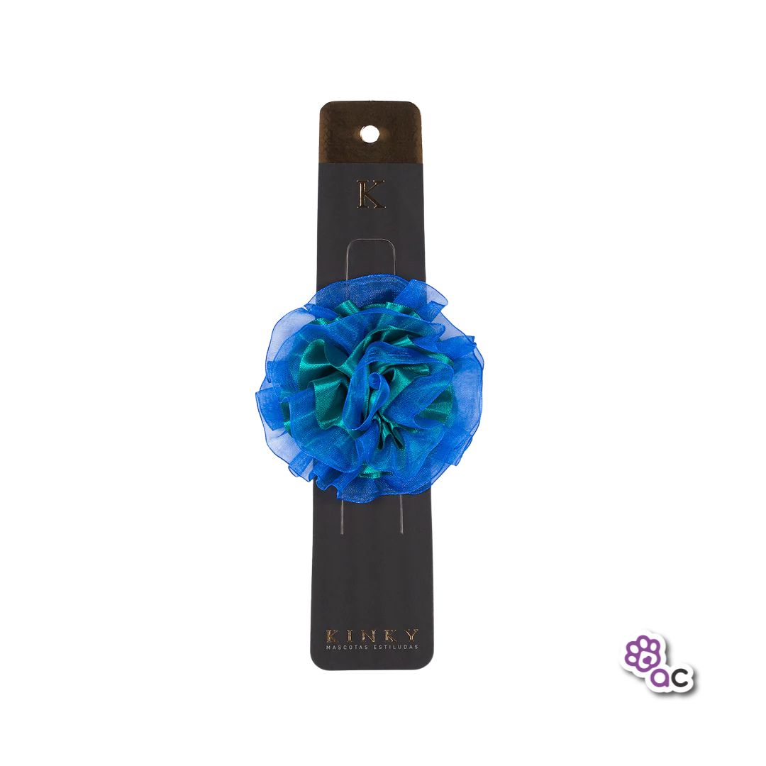 FLOR KINKY REMOVIBLE  AZUL TURQUESA MEDIANA