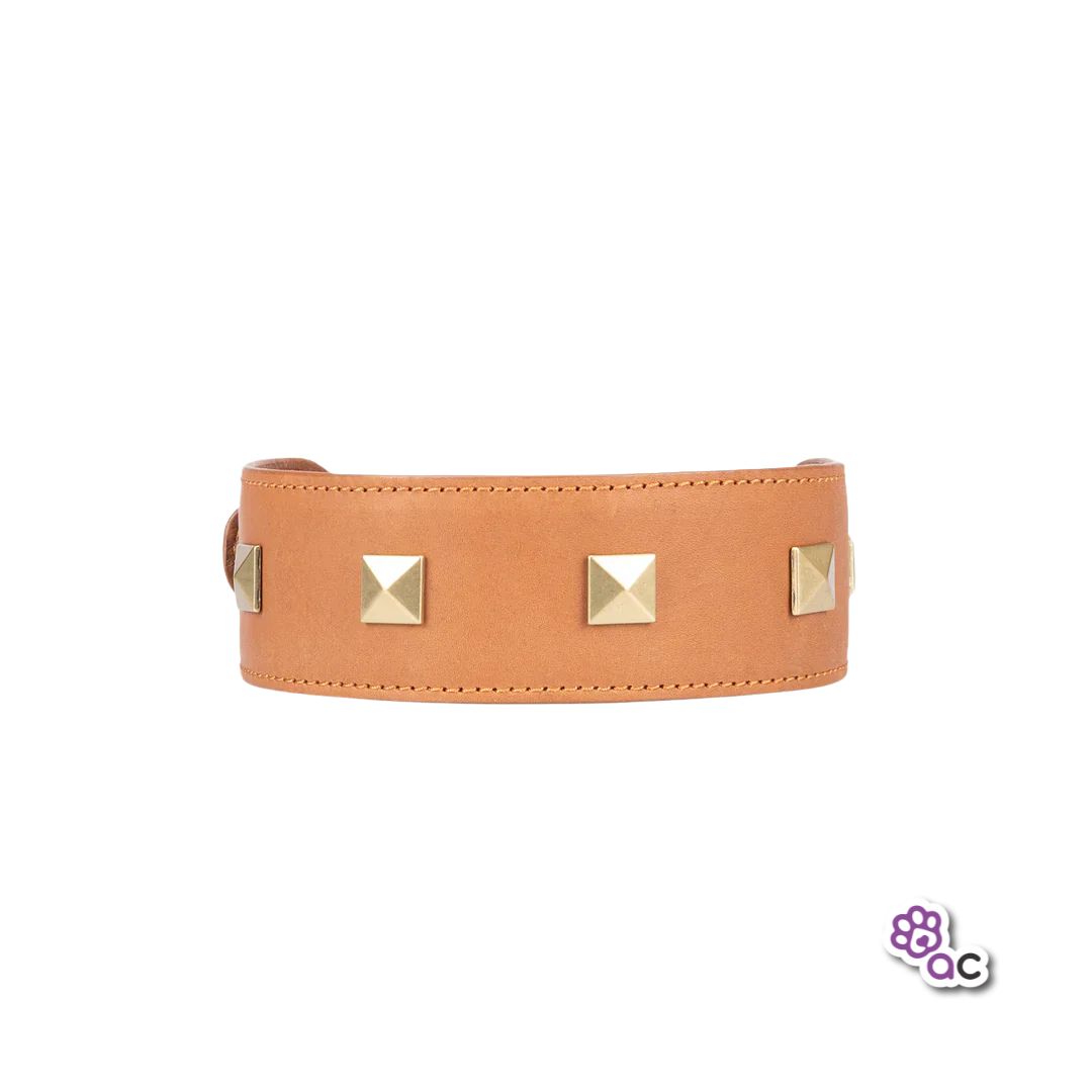 COLLAR KINKY CUERO TACHES CAMEL