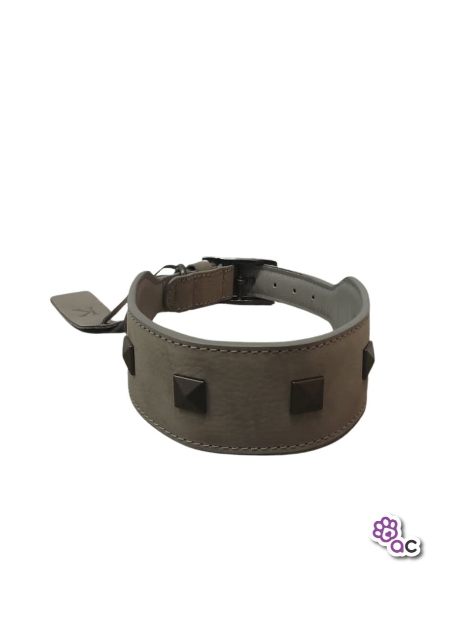 COLLAR KINKY CUERO TACHES GRIS