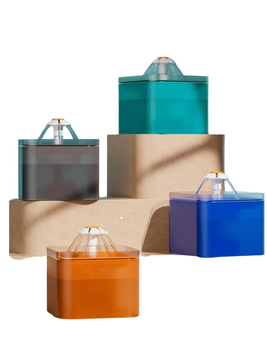 FUENTE FLOR TRANSPARENTE EN ACERO CON LUZ LED