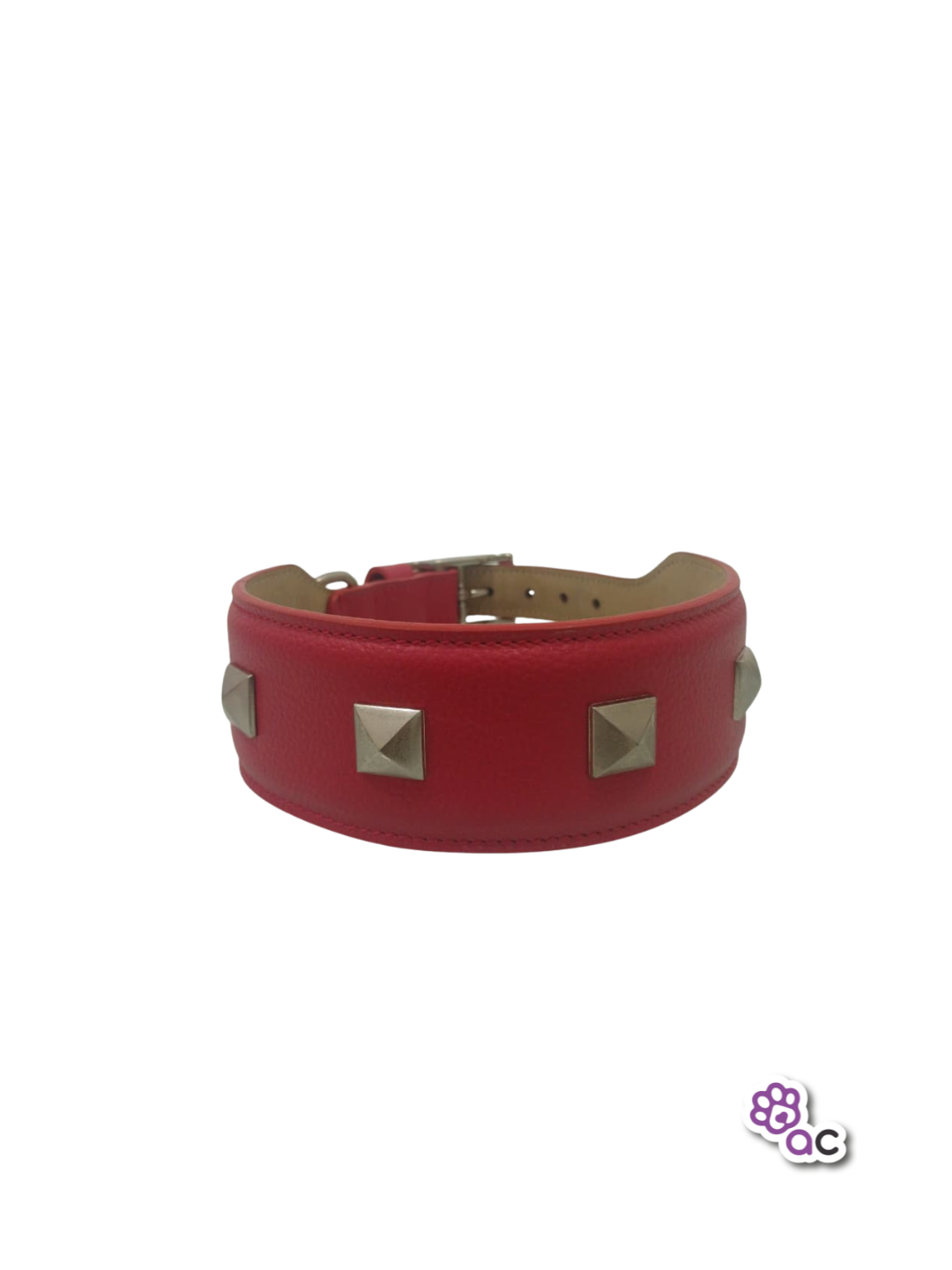 COLLAR KINKY CUERO TACHES ROJO